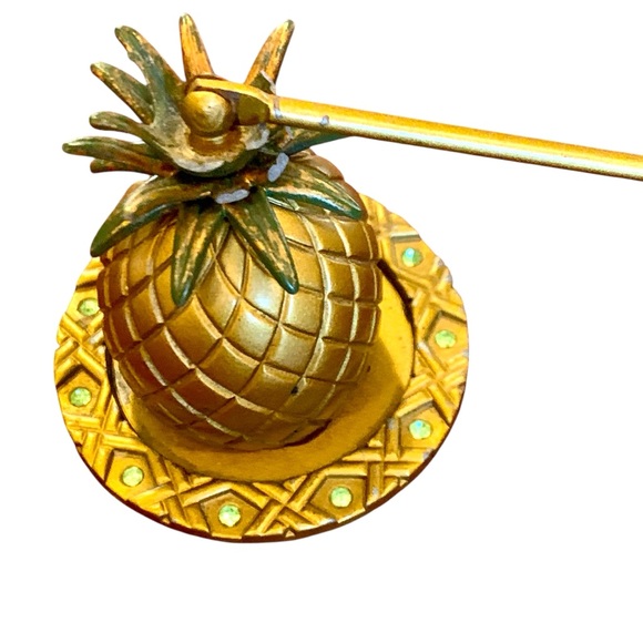 Pineapple Candle Snuffer Gold with rhinestones Vintage PartyLite - Picture 2 of 6